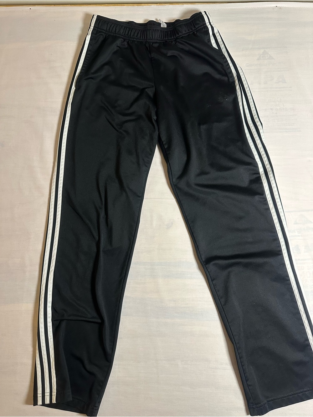 adidas Black Joggers with White Triple Stripes - Mens Size M
